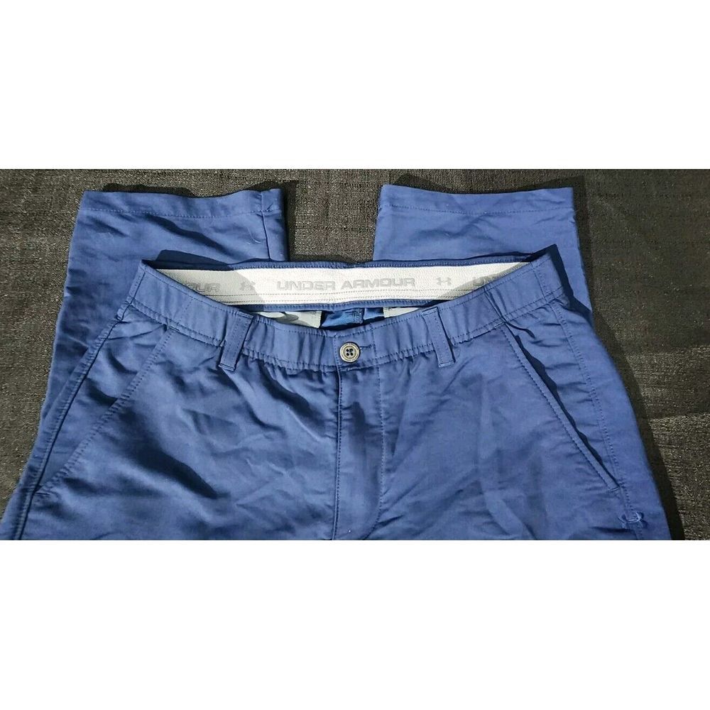 Men's Under Armour Golf Pant Polyester Flat Front Solid Blue Navy Size 34 x 32 - Picture 4 of 7